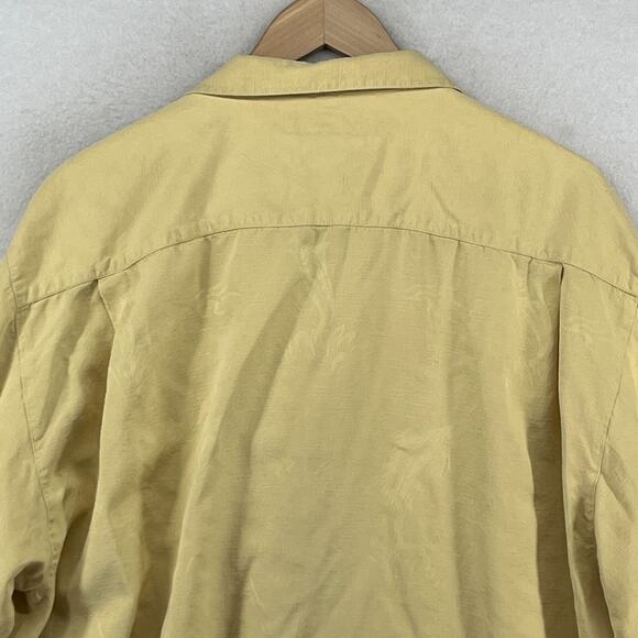 TOMMY BAHAMA Shirts Mens XL Silk Fish Jacquard Button Up Short Sleeve Yellow - Picture 10 of 14